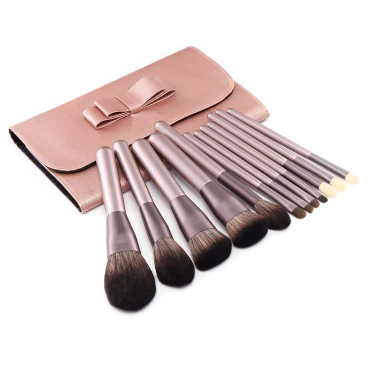 OEM Synthetic Hair 12PCS Makeup Brush Set Cosmetic Accessories with PU Bag